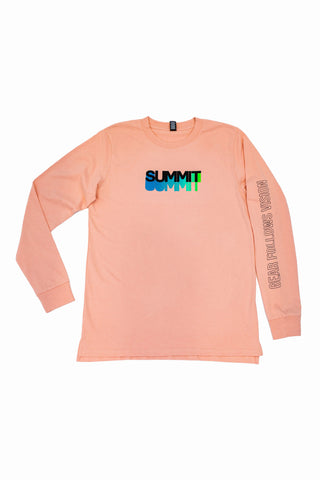 Mountain Grid Long Sleeve T (Salmon)
